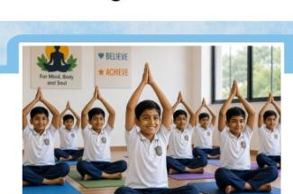 Students practising yoga and meditation